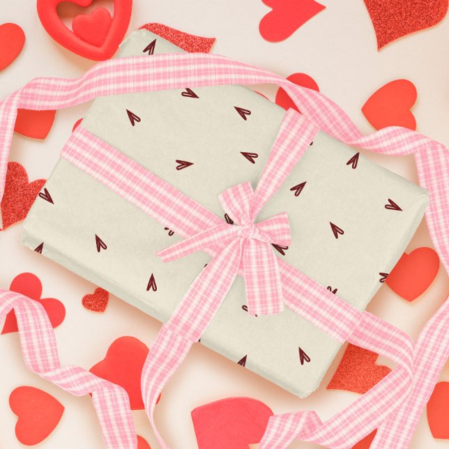 Papel De Regalo Minimal Burgundy & Cream Hearts Valentine (Subido por el creador)