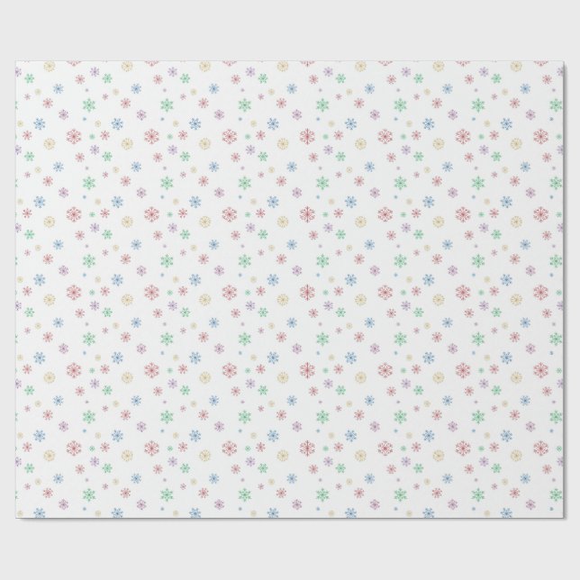 Papel De Regalo Minimal Christmas Coloured Snowflakes Packaging (Superficie plana)