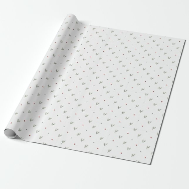 Papel De Regalo Minimal Christmas Pattern, Scandinavian Pine (Desenrollado)