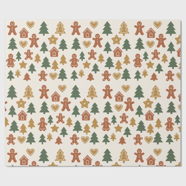 Papel De Regalo Minimal Gingerbread Pattern (Superficie plana)
