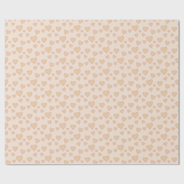 Papel De Regalo "Minimal Heart Love Wrapping Paper – Beige Aesthet (Superficie plana)