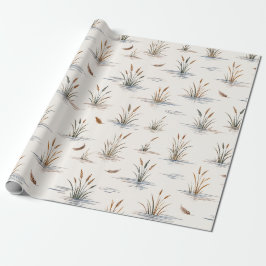 Papel De Regalo Minimal Marsh Grass Water Ripple Feather Pattern