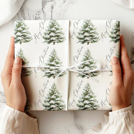 Papel De Regalo Minimal Pine Tree Merry Christmas