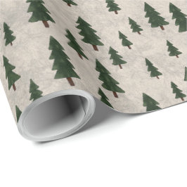 Papel De Regalo Minimal Pine Trees Pattern Wrapping Paper