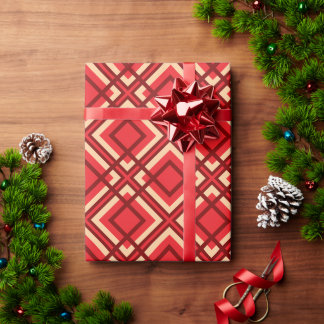 Papel De Regalo Minimal Red Brown Checkered Wrapping Paper