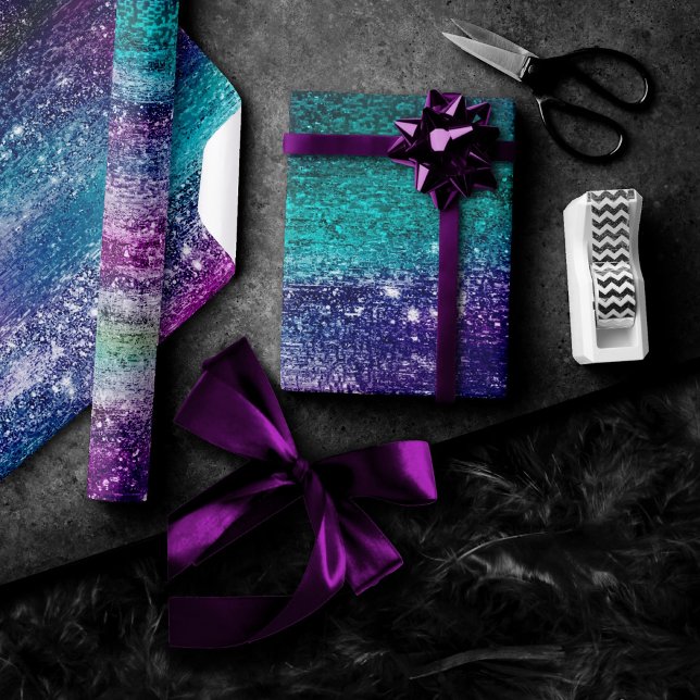 Papel De Regalo Minimalismo brillante | Ombre iridiscente holográf (Subido por el creador)