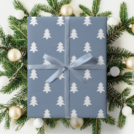 Papel De Regalo Minimalist Blue Boy Christmas Pine Tree Winter