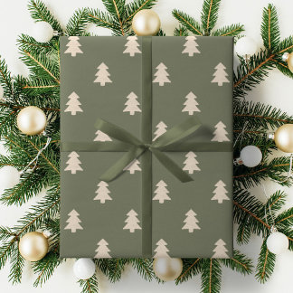 Papel De Regalo Minimalist Christmas Pine Tree Neutral Boho Winter