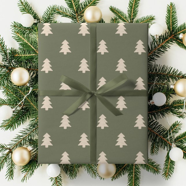 Papel De Regalo Minimalist Christmas Pine Tree Neutral Boho Winter (Subido por el creador)