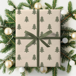 Papel De Regalo Minimalist Christmas Pine Tree Neutral Boho Winter