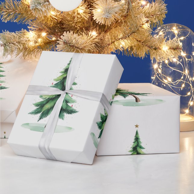 Papel De Regalo Minimalist Christmas Pine Tree Wrapping Paper – Ho (Vacaciones)