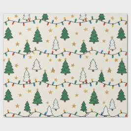Papel De Regalo Minimalist Christmas Tree Lights Pattern Gift