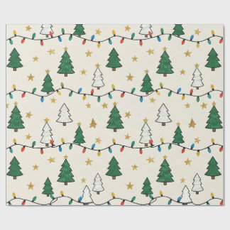 Papel De Regalo Minimalist Christmas Tree Lights Pattern Gift
