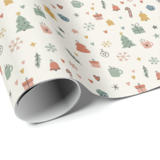 Papel De Regalo Minimalist Doodle-style Christmas Icons