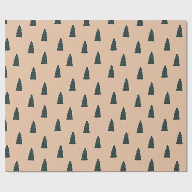 Papel De Regalo Minimalist fir tree pattern with beige background (Superficie plana)