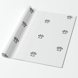 Papel De Regalo Minimalist Geometric Dog Paw Print Black and White
