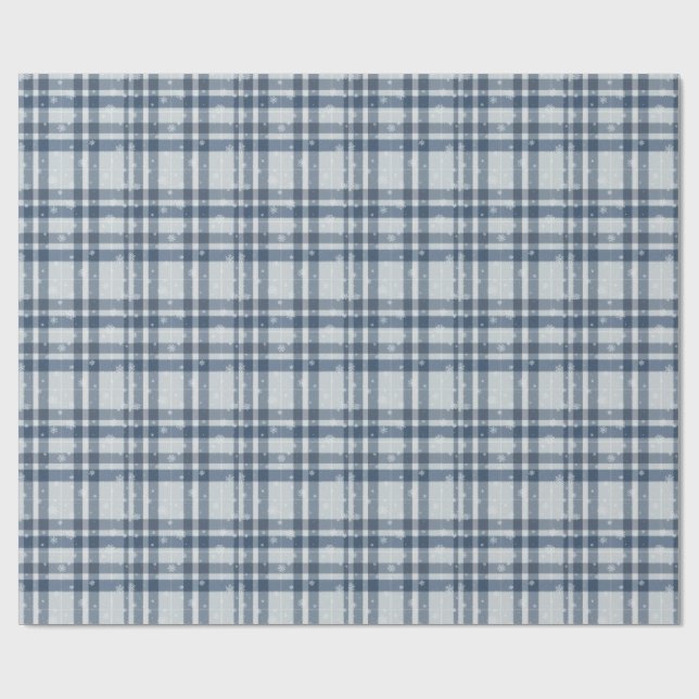 Papel De Regalo Minimalist Gray & Silver Winter Plaid (Superficie plana)