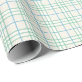 Papel De Regalo Minimalist Green & Blue Grid PatternWrapping Paper