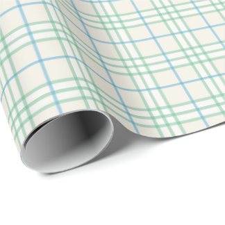 Papel De Regalo Minimalist Green & Blue Grid PatternWrapping Paper