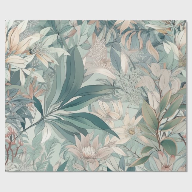 Papel De Regalo Minimalist Line Art Botanical Gift Wrap (Superficie plana)