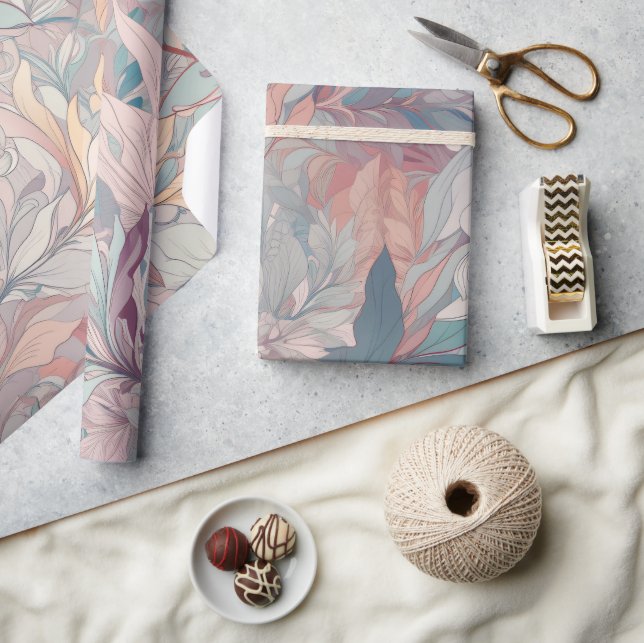 Papel De Regalo Minimalist Line Art Botanical Gift Wrap (Artesanía)