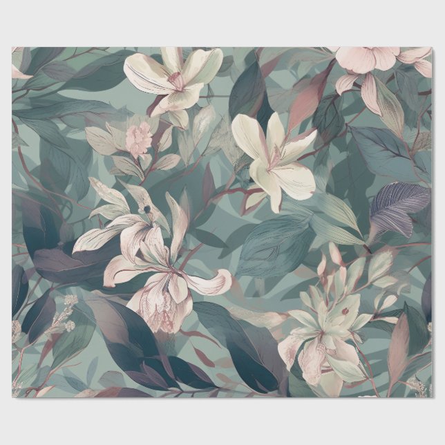 Papel De Regalo Minimalist Line Art Botanical Gift Wrap (Superficie plana)