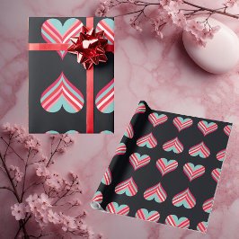 Papel De Regalo Minimalist Modern Elegant Hearts Romantic Stripes 