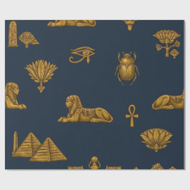 Papel De Regalo Minimalist Navy & Antique Gold Egyptian Pattern