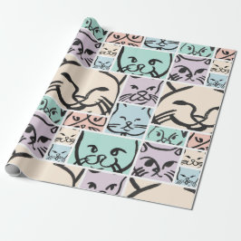 Papel De Regalo Minimalist Pastel Cat Faces