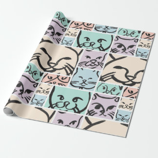 Papel De Regalo Minimalist Pastel Cat Faces