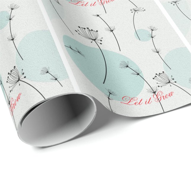 Papel De Regalo  Minimalist Teal Dandelion Seed Wrapping Paper (Esquina del rollo)