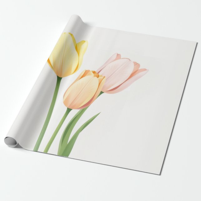 Papel De Regalo Minimalist Yellow Tulip Spring Gift Wrap (Desenrollado)