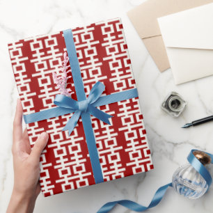 Papel De Regalo Minimalista doble felicidad Boda chino moderno