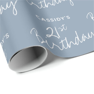 Papel De Regalo Minimalista Dusty Blue 21º cumpleaños