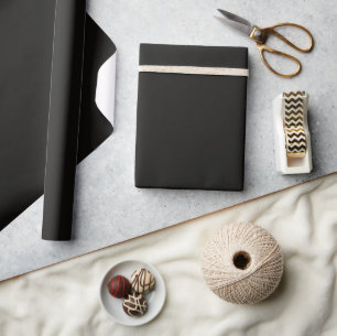 Papel De Regalo Minimalista Elegante Chic Sólido Metal Negro Plano