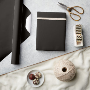Papel De Regalo Minimalista Elegante Cuero Sólido Negro Plano