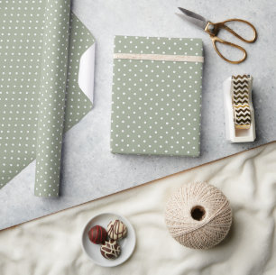 Papel De Regalo Minimalista Moderno Lunares Neutral Verde Salvia