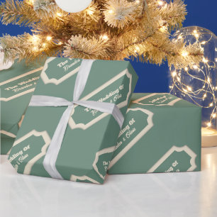 Papel De Regalo Minimalista Verde Salvia y Formal en Crema