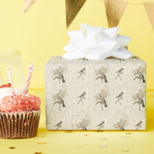 Papel De Regalo Minimalista Vintage Lily Bird Elegante Antiguo