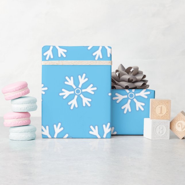 Papel De Regalo Mínimo copo de nieve azul pastel (Baby Shower)