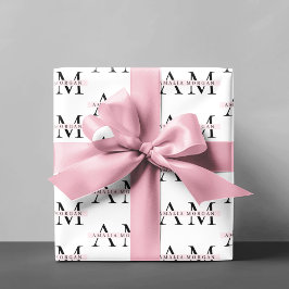 Papel De Regalo Mínimo Pastel Rosa Inicial y Personalizado