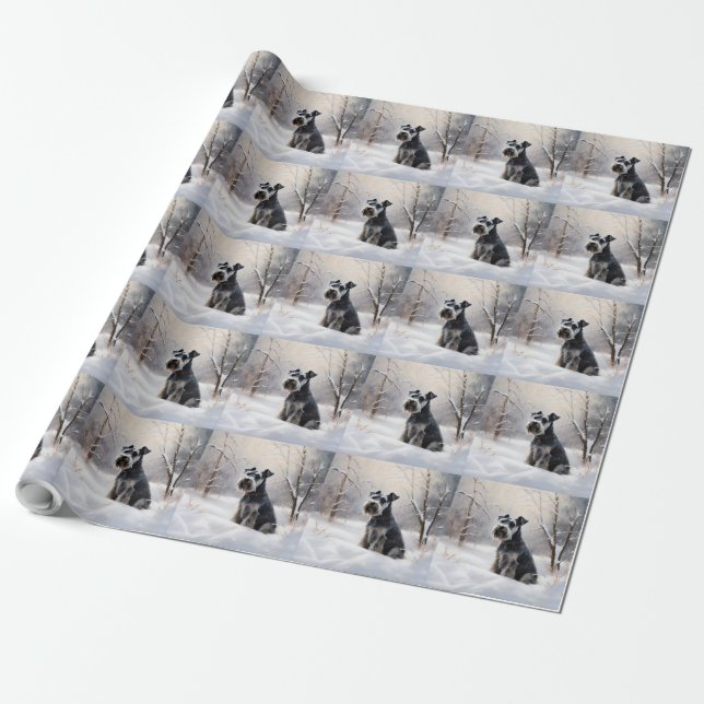 Papel De Regalo Ministra Schnauzer Let It Snow Navidades (Desenrollado)