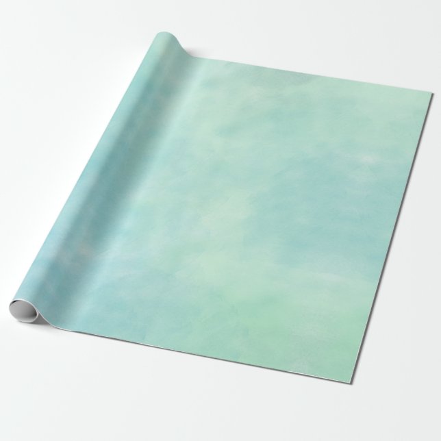 Papel De Regalo Mint Aqua Blue Tie Dye Watercolor (Desenrollado)