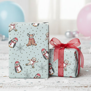 Papel De Regalo Mint Green Babys Primeros animales de invierno de 