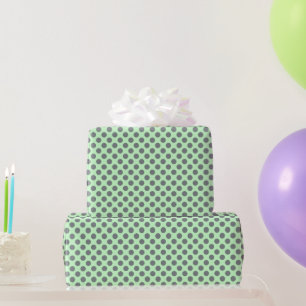 Papel De Regalo Mint Green con puntos de polka gris