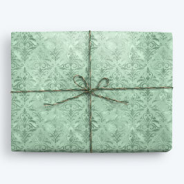Papel De Regalo Mint Green Elegant Victorian Damask
