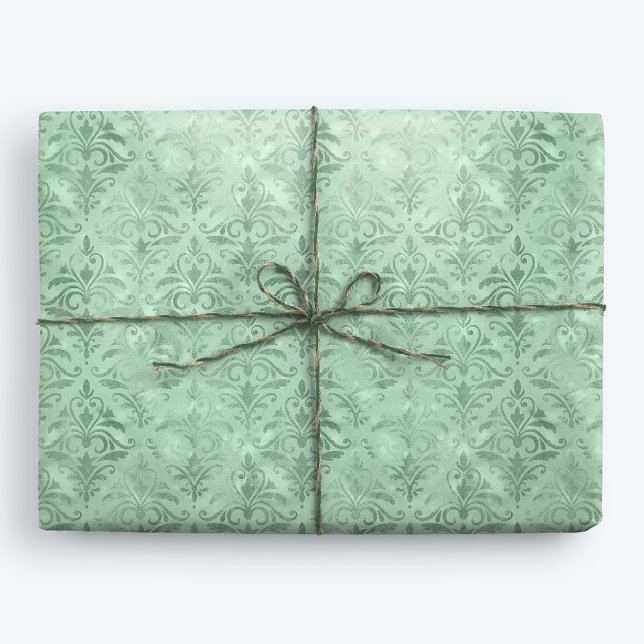 Papel De Regalo Mint Green Elegant Victorian Damask (Subido por el creador)
