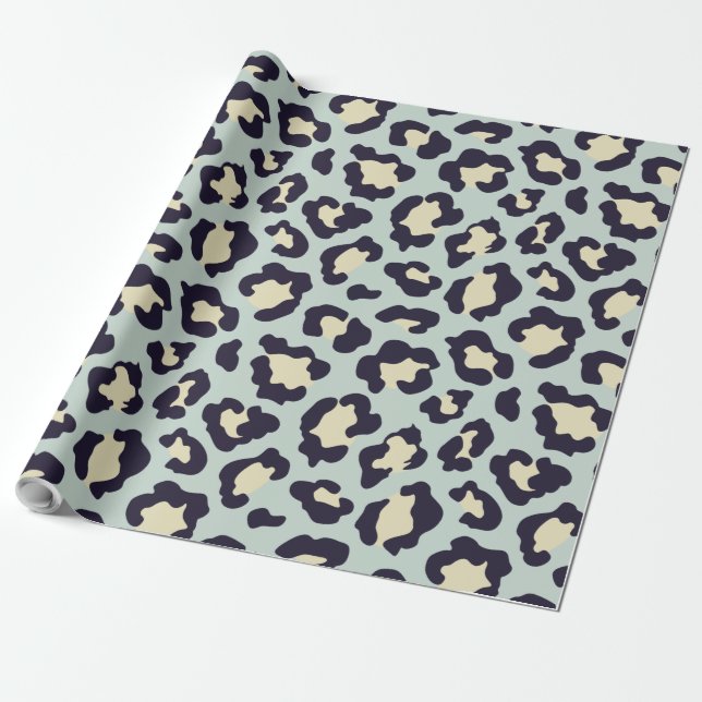 Papel De Regalo Mint green leopard print (Desenrollado)