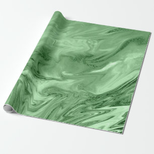 Papel De Regalo Mint Green Salvia Greenery Marble Molten Metalizad