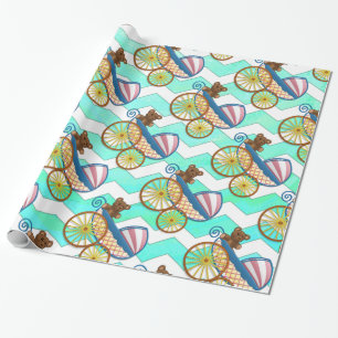 Papel De Regalo Mint Ice Blue Chevron Patteryn Baby
